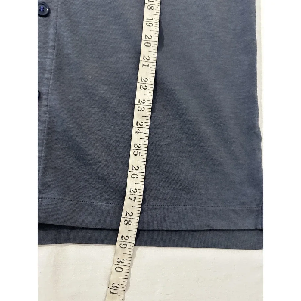 J. Crew Garment Dyed Knit Goods Blue Short Sleeve Snap Closure Shirt‎ Mens L